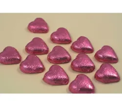 Pink Foiled Swiss Milk Chocolate Hearts